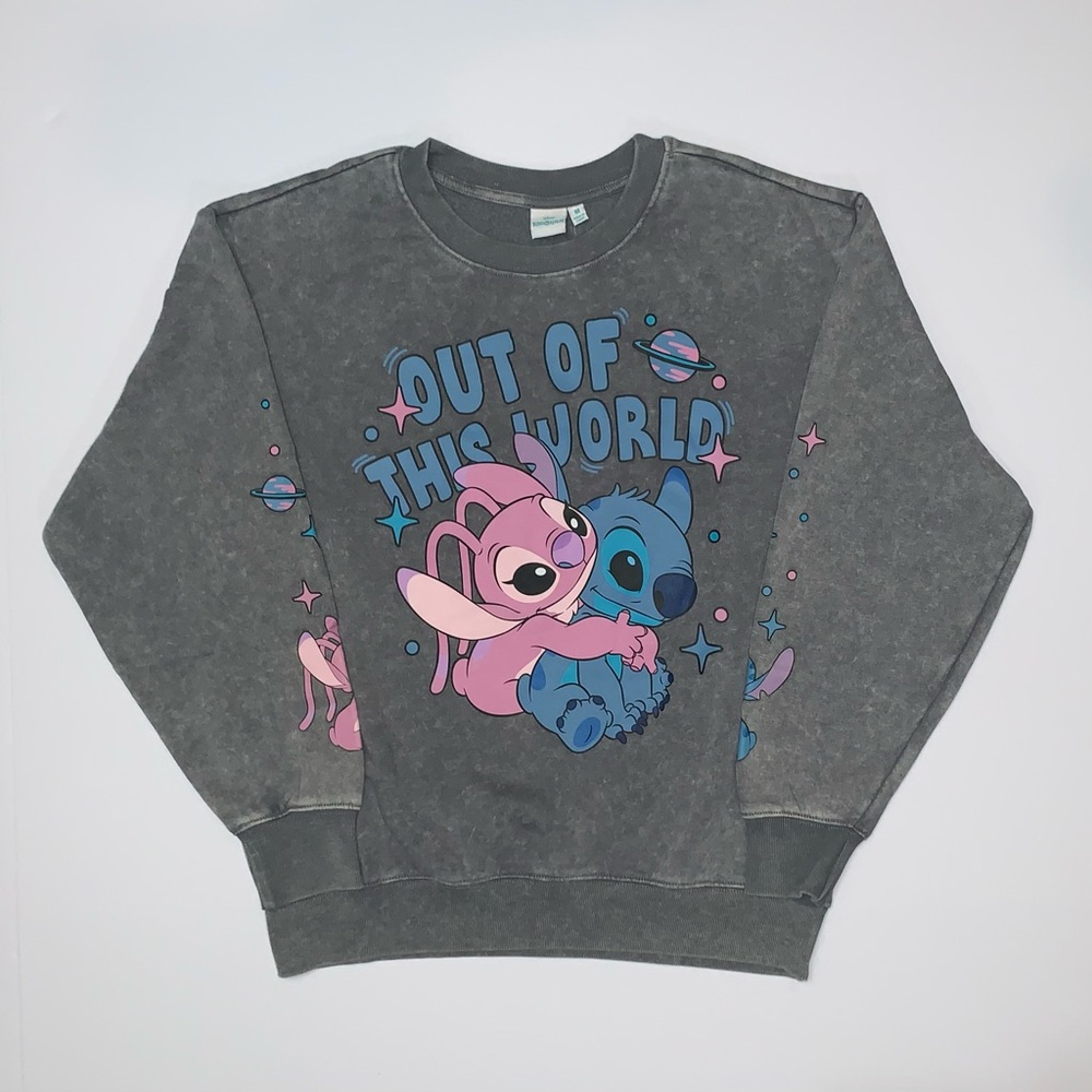 Lilo & Stitch Gray Angel & Stitch "Out of This World" Sweatshirt-Size M New